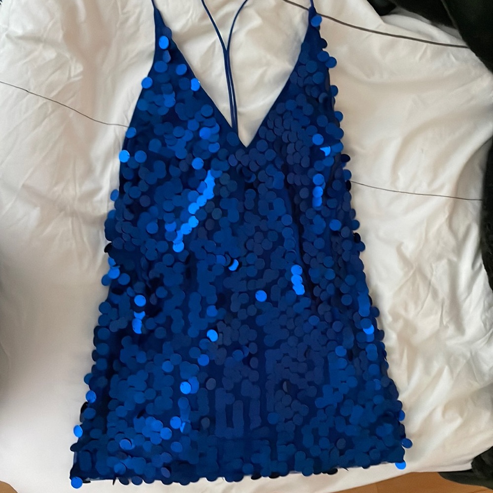 Motel blue sequin mini dress